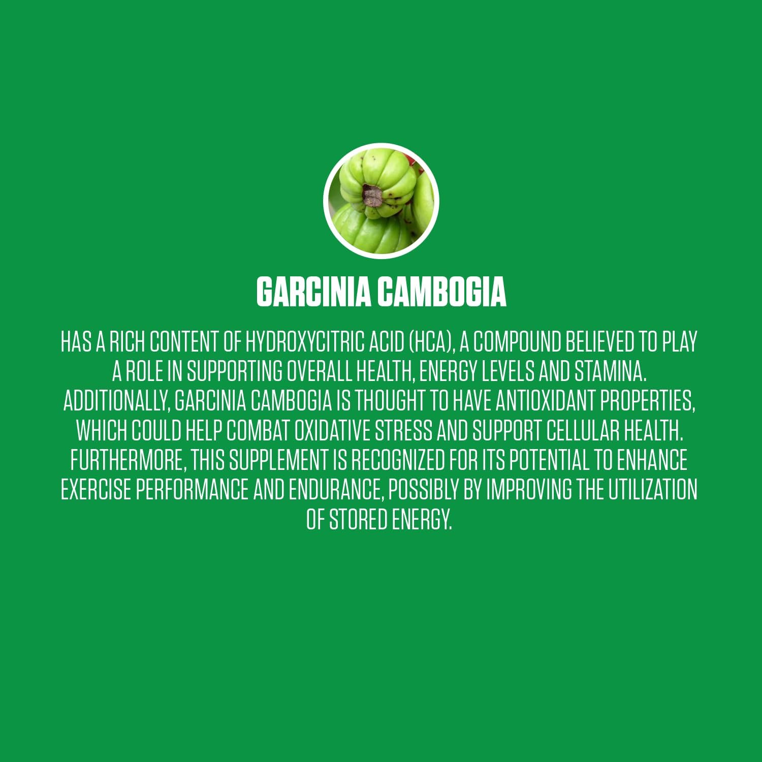 Extra Strength Garcinia Cambogia Supplement with Potassium, Calcium, & Chromium - Boost Energy & Stamina - 60 Vegan Capsules