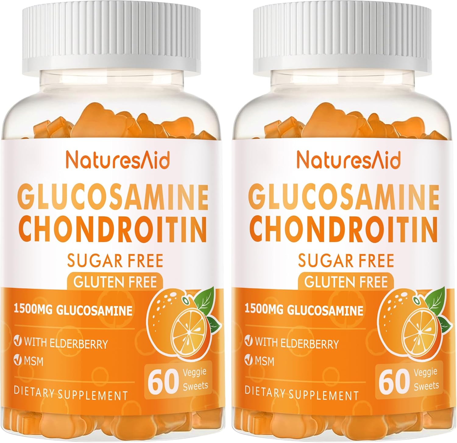 Extra Strength Glucosamine Chondroitin Gummies with MSM, Elderberry - Joint & Immune Support (2 Pack)