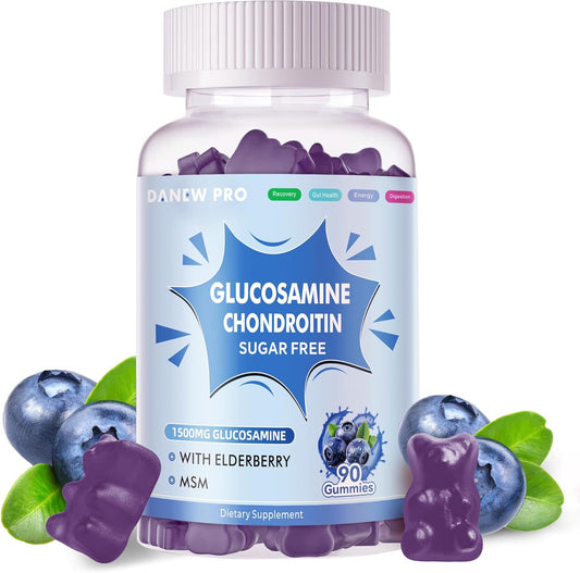 Extra Strength Glucosamine Chondroitin Gummies with MSM & Elderberry for Joint & Immune Support - 90 Gummies for Adults