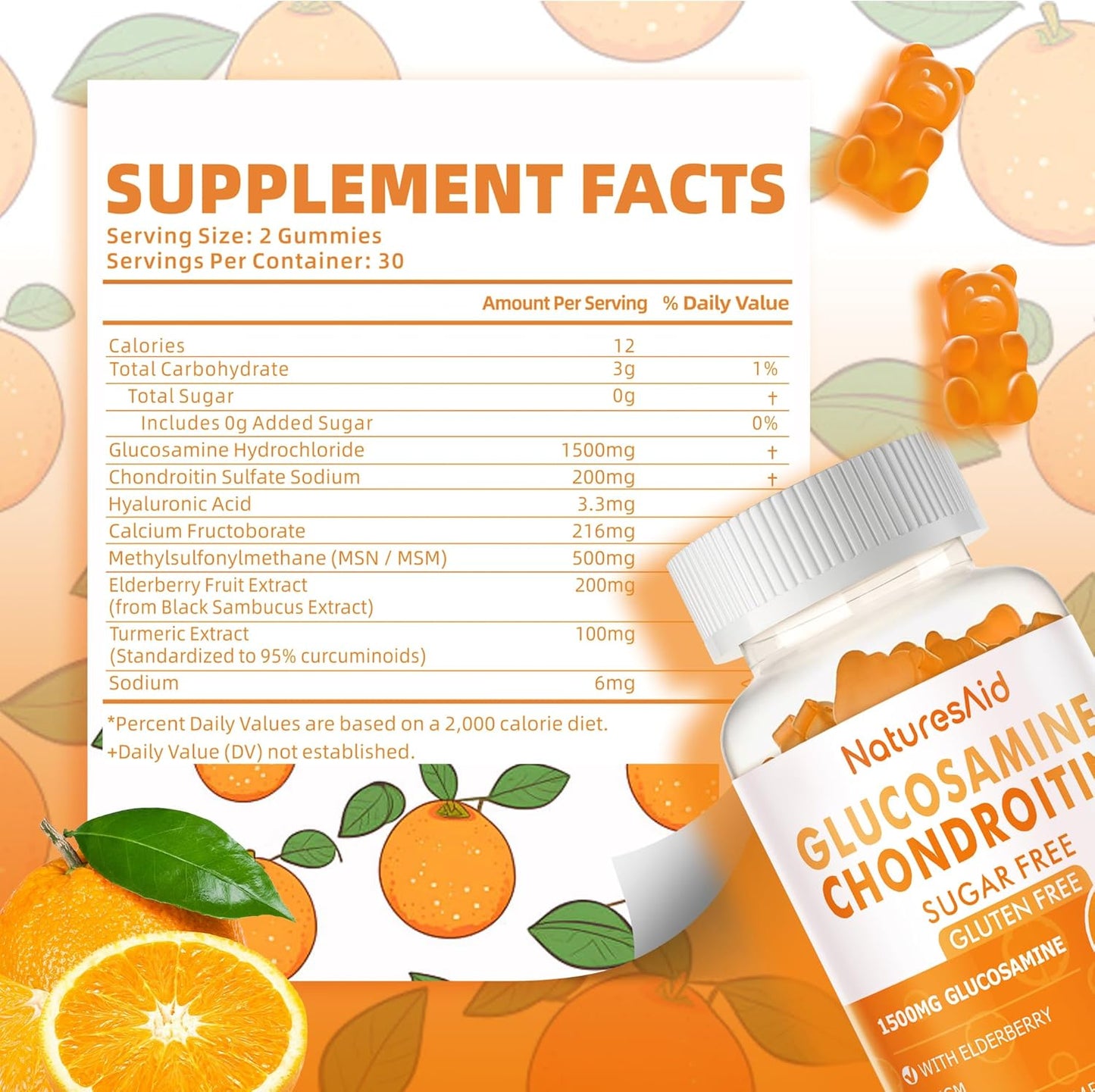 Extra Strength Glucosamine Chondroitin Gummies with MSM, Elderberry - Joint & Immune Support (2 Pack)