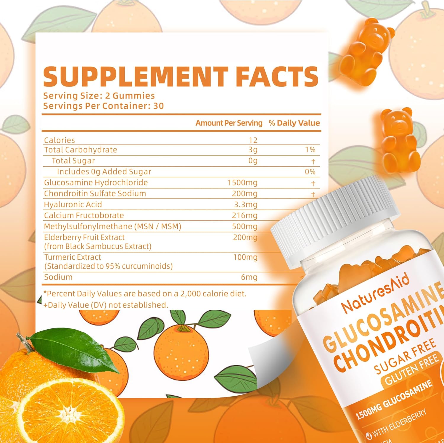 Extra Strength Glucosamine Chondroitin Gummies with MSM, Elderberry - Joint & Immune Support (2 Pack)