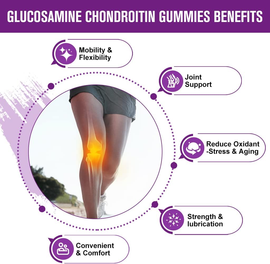 Extra Strength Glucosamine Chondroitin Gummies with MSM & Elderberry for Joint and Immune Support - 2 Pack of 60 Gummies for Adults