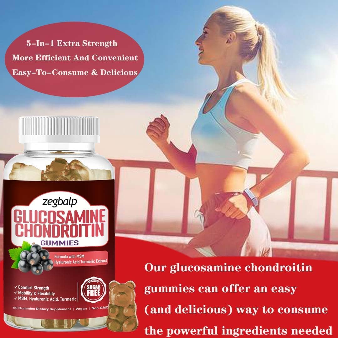 Extra Strength Glucosamine Chondroitin Gummies with MSM and Turmeric for Immune & Health Support - 1500mg Chewables for Men & Women