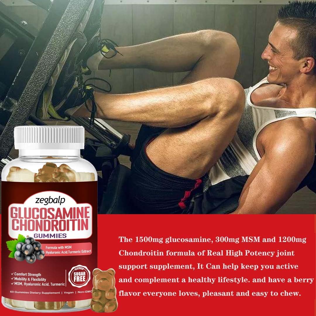 Extra Strength Glucosamine Chondroitin Gummies with MSM and Turmeric for Immune & Health Support - 1500mg Chewables for Men & Women
