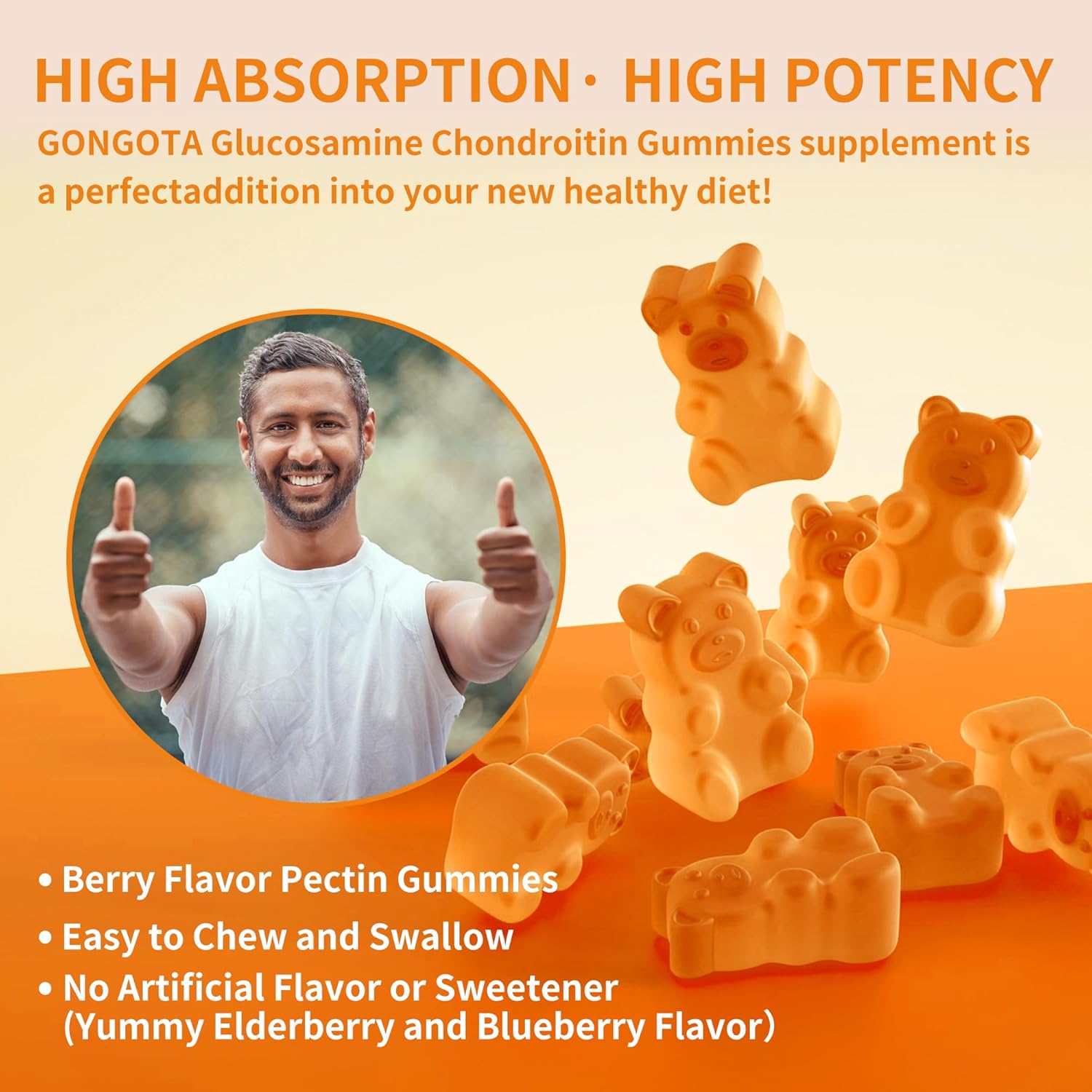 Extra Strength Glucosamine Chondroitin Gummies with MSM, Elderberry - Joint & Immune Support (2 Pack)