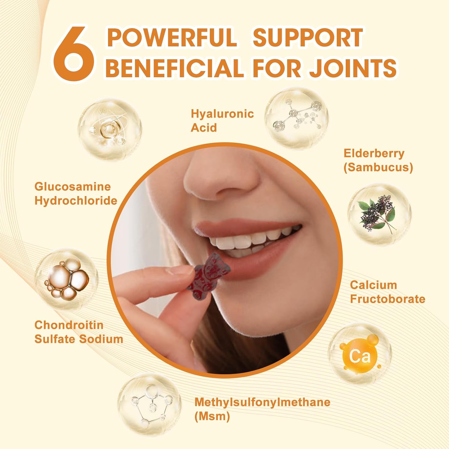 Extra Strength Glucosamine Chondroitin MSM Gummies with Elderberry Complex for Joint Health - Vegan Antioxidant Immune Support Supplement for Adults