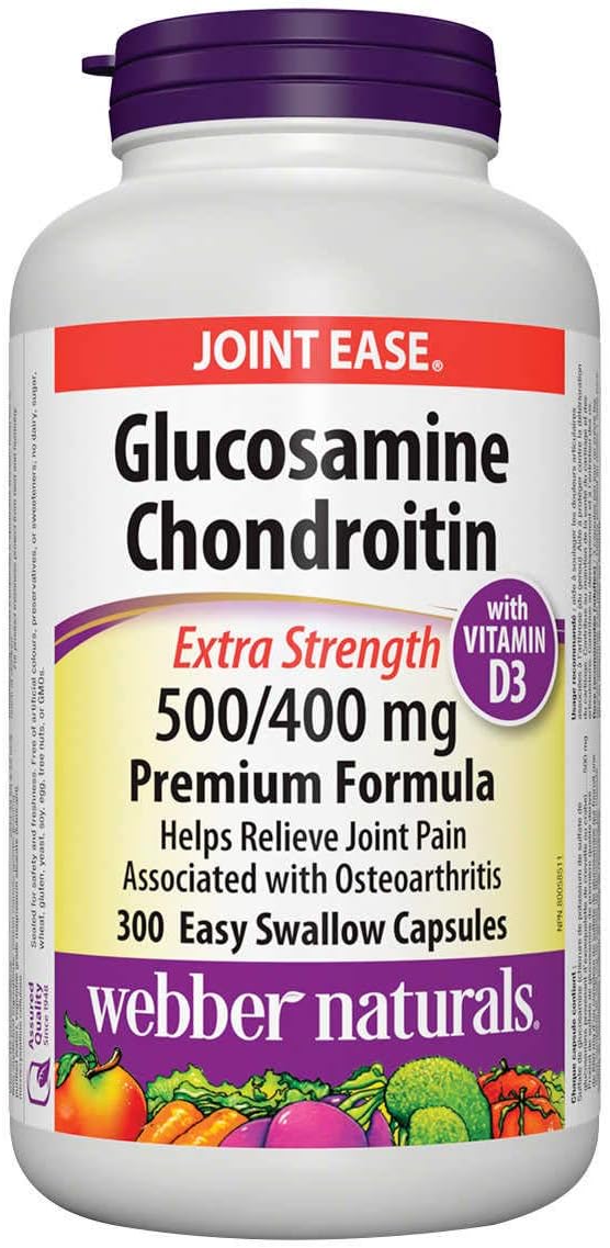 Extra Strength Glucosamine Chondroitin with Vitamin D3, 500/400 mg, 300 Capsules