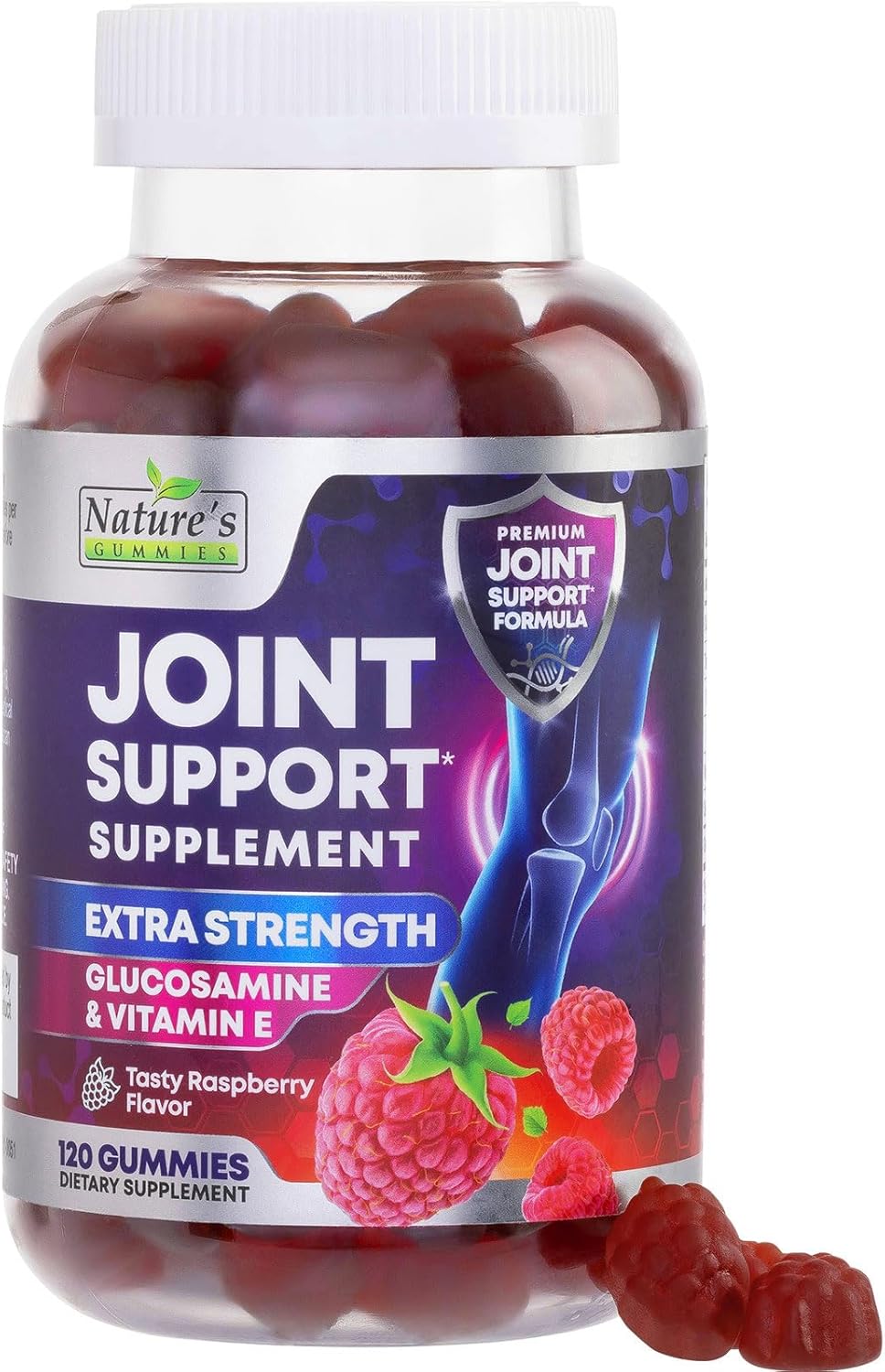 Extra Strength Glucosamine Gummies for Joint Health & Flexibility - Natural Joint Support Supplement with Vitamin E - 120 Gummies for Women & Men