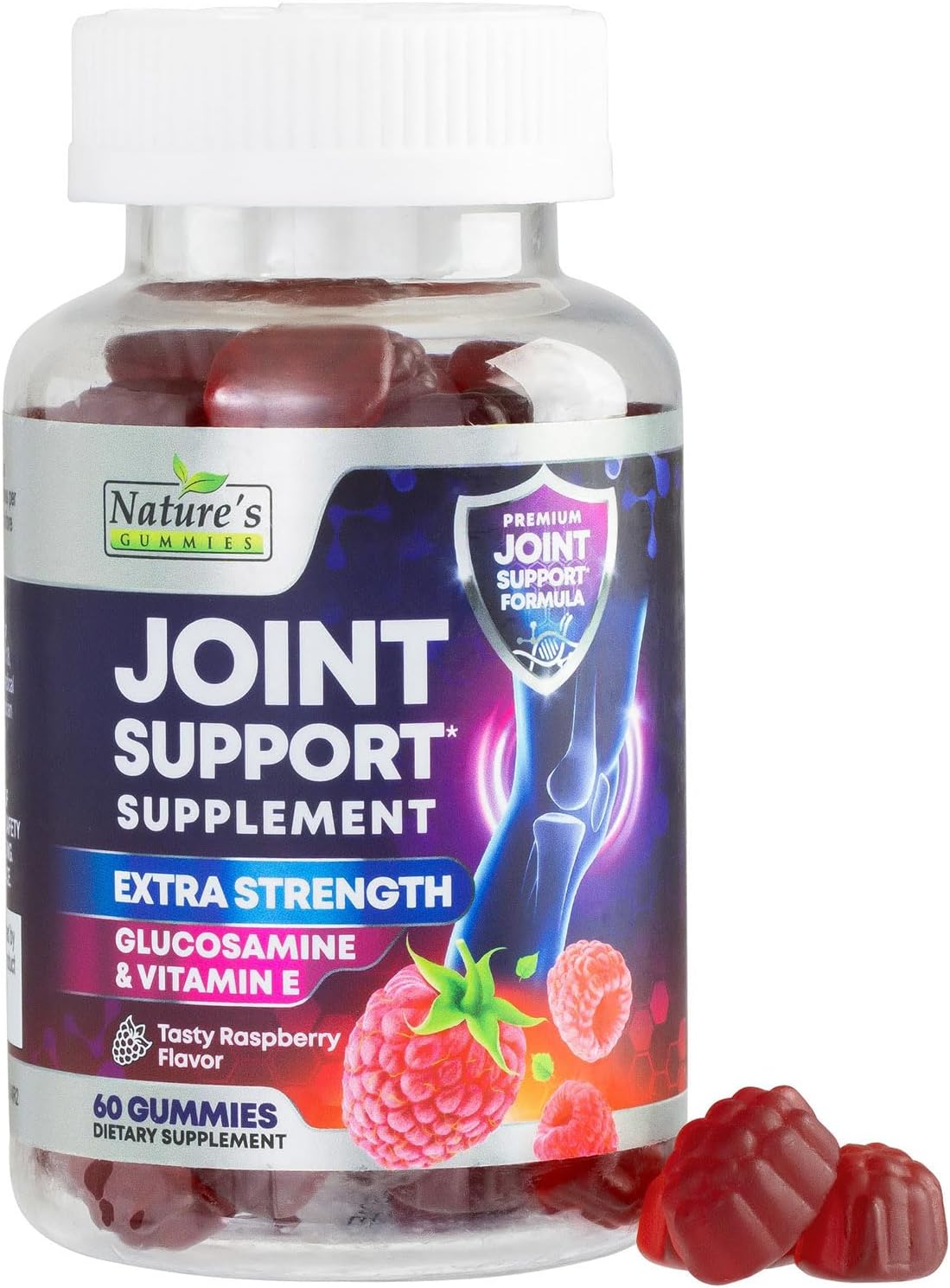 Extra Strength Glucosamine Joint Support Gummies with Vitamin E - Supports Joint Health & Flexibility for Women & Men - 60 Gummies