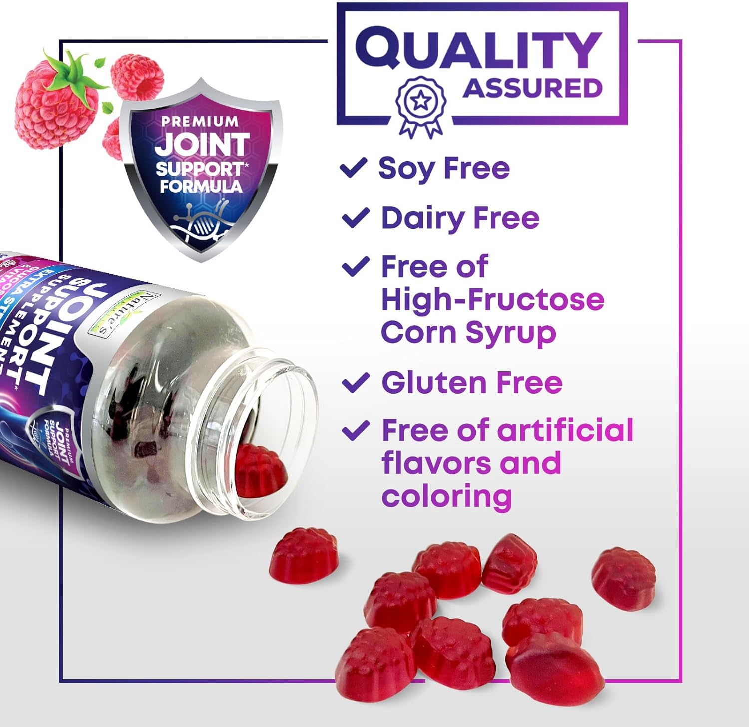 Extra Strength Glucosamine Joint Support Gummies with Vitamin E - Supports Joint Health & Flexibility for Women & Men - 60 Gummies