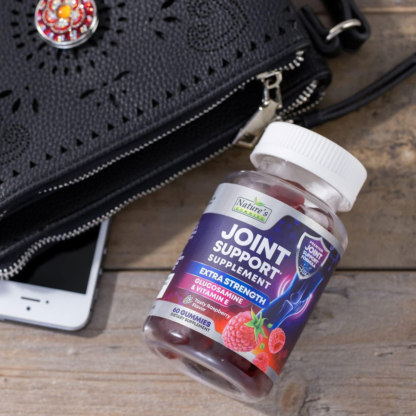 Extra Strength Glucosamine Joint Support Gummies with Vitamin E - Supports Joint Health & Flexibility for Women & Men - 60 Gummies