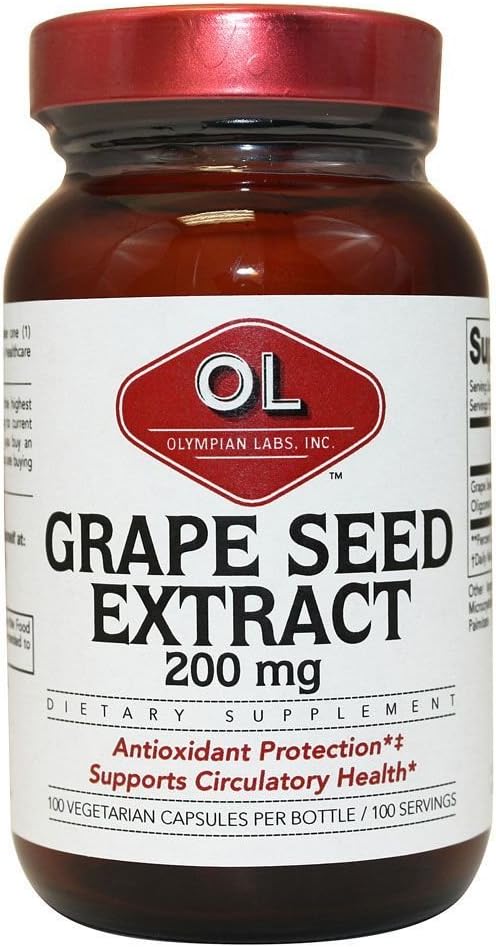 Extra Strength Grape Seed Extract Capsules - 200mg - 100 Count by Olympian Labs
