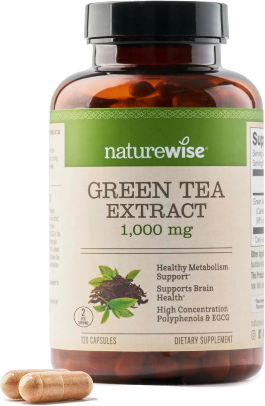 Extra Strength Green Tea Extract Capsules 1000mg - Rich in Antioxidants for Heart Health - Vegan & Gluten Free - 120 Count