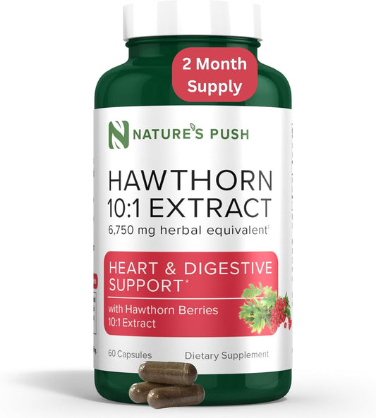 Extra Strength Hawthorn Berry Capsules for Digestion, Heart Health, and Glycemic Support - 10:1 Extract - Non-GMO, Gluten Free, Vegan - Made in USA - 2 Month Supply