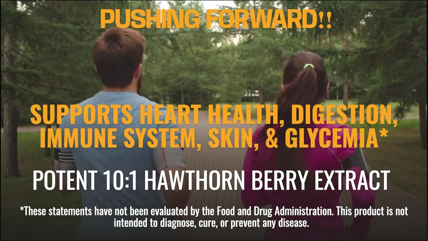 Extra Strength Hawthorn Berry Capsules for Digestion, Heart Health, and Glycemic Support - 10:1 Extract - Non-GMO, Gluten Free, Vegan - Made in USA - 2 Month Supply