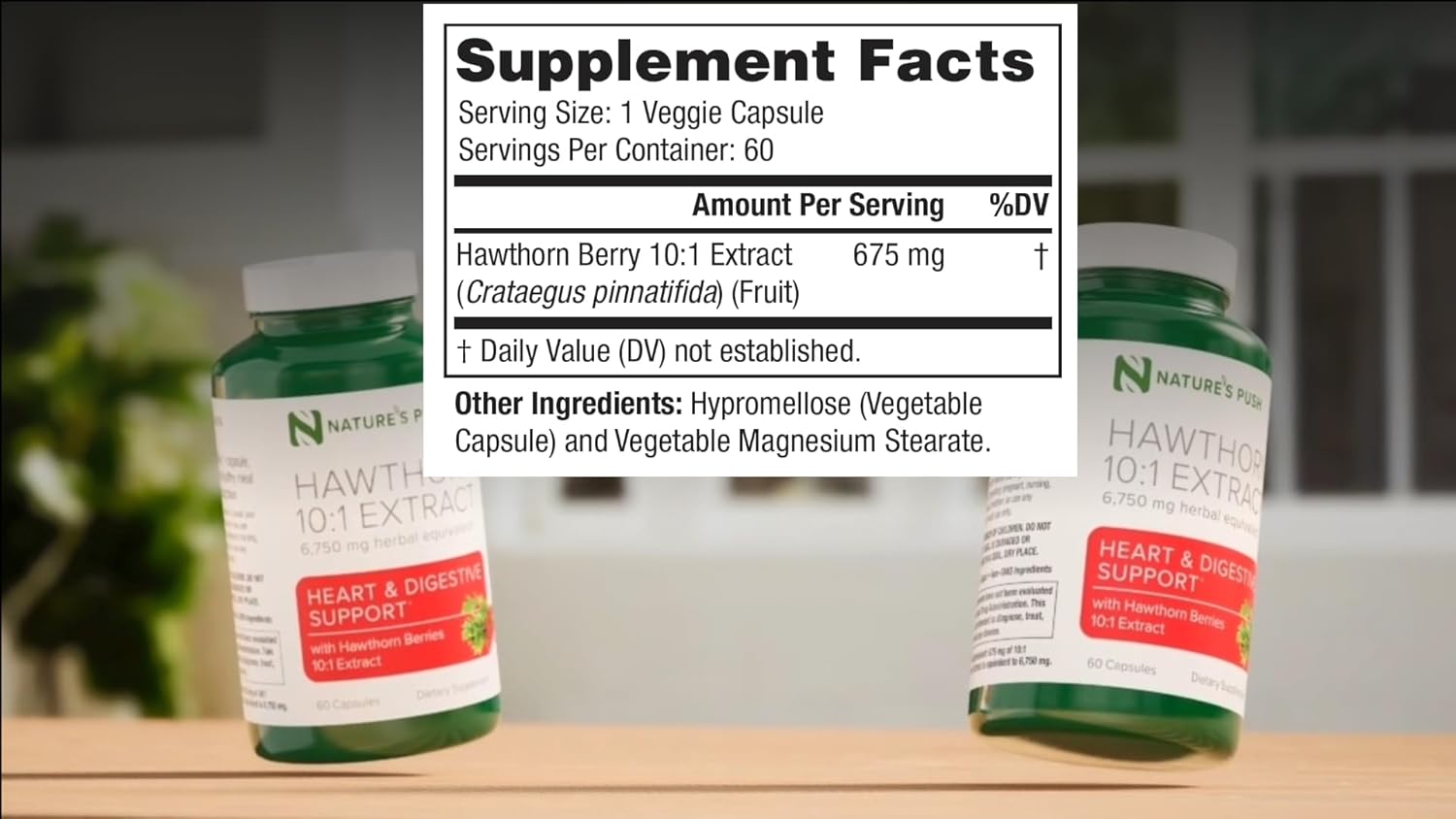 Extra Strength Hawthorn Berry Capsules for Digestion, Heart Health, and Glycemic Support - 10:1 Extract - Non-GMO, Gluten Free, Vegan - Made in USA - 2 Month Supply