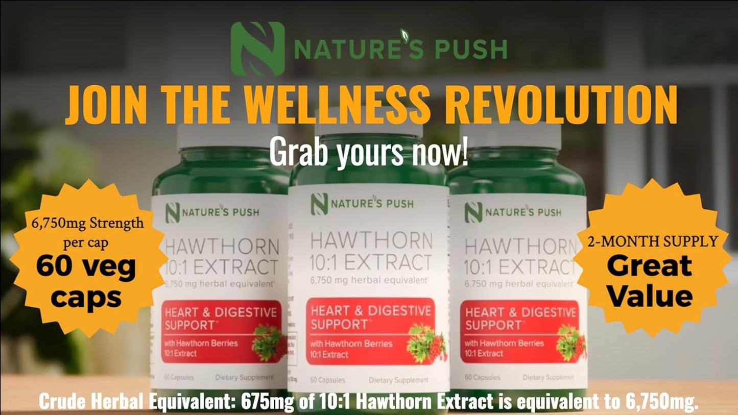 Extra Strength Hawthorn Berry Capsules for Digestion, Heart Health, and Glycemic Support - 10:1 Extract - Non-GMO, Gluten Free, Vegan - Made in USA - 2 Month Supply