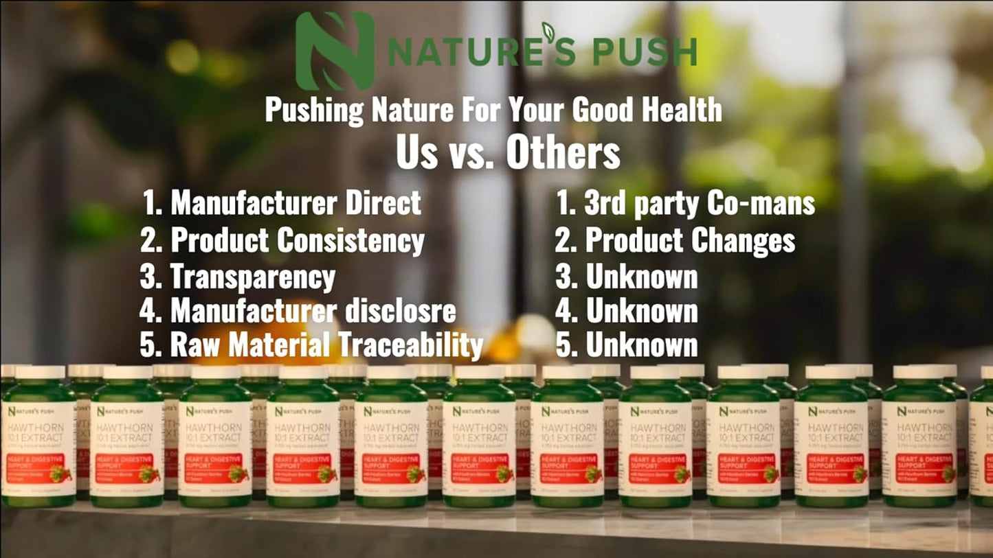 Extra Strength Hawthorn Berry Capsules for Digestion, Heart Health, and Glycemic Support - 10:1 Extract - Non-GMO, Gluten Free, Vegan - Made in USA - 2 Month Supply