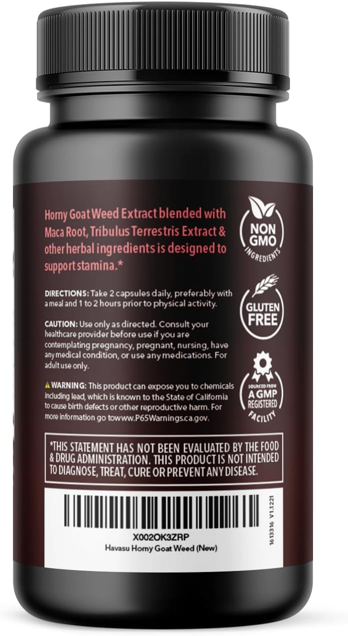Extra Strength Horny Goat Weed Capsules with Tongkat Ali & Saw Palmetto - 10 Count Herbal Supplement for Performance & Energy Support
