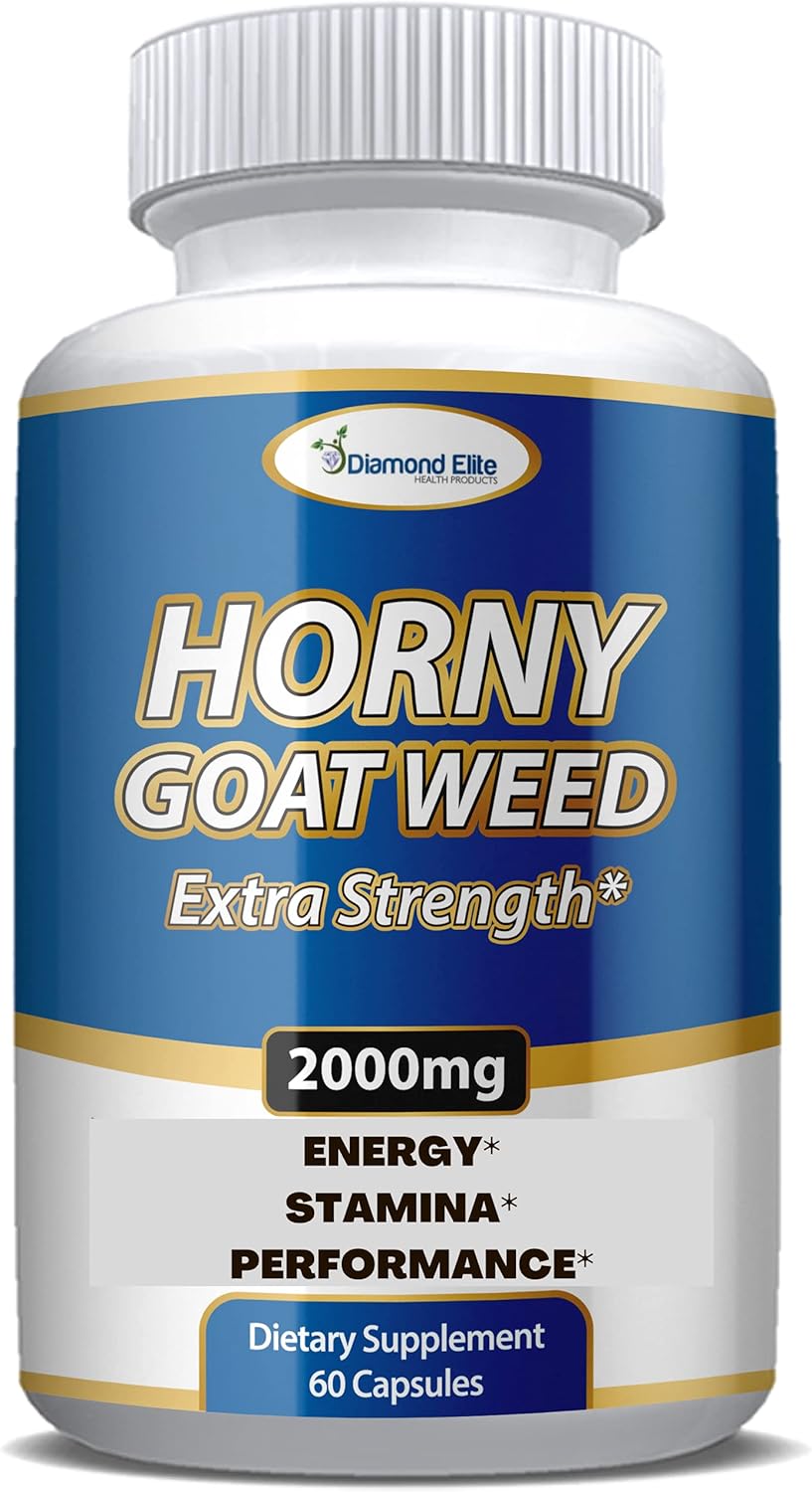 Extra Strength Horny Goat Weed Extract with Maca, L-Arginine, Tongkat Ali - Energy & Stamina Booster for Men & Women - Diamond Elite Health Products - 60 Capsules