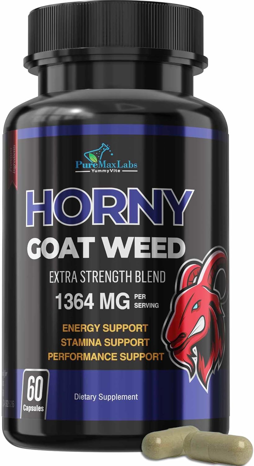 Extra Strength Horny Goat Weed with Maca, L-Arginine, and Ginseng - Boost Desire, Performance, Stamina, and Energy - Non-GMO Formula - 60 Capsules