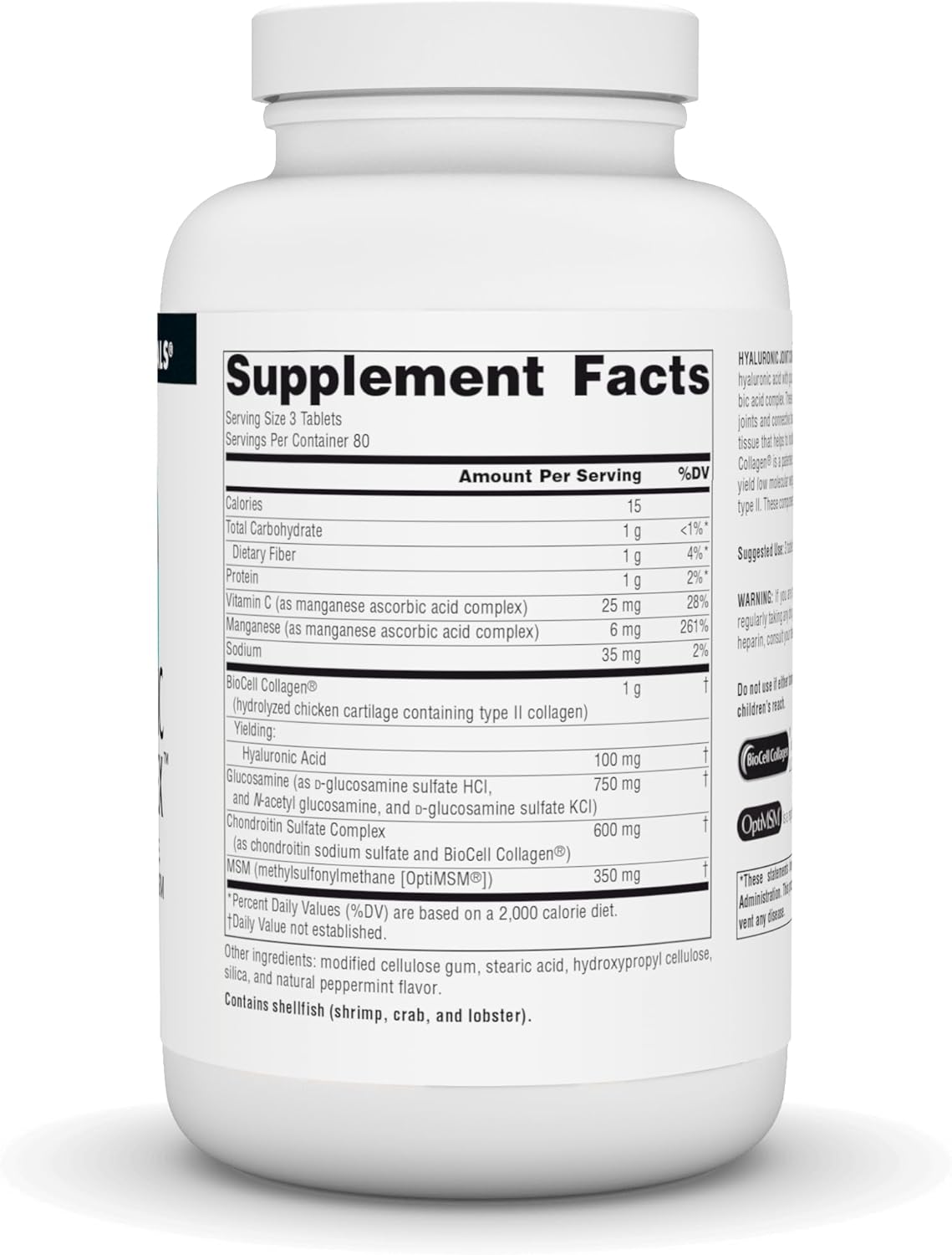 Extra Strength Hyaluronic Joint Complex with Glucosamine, Chondroitin & MSM - 240 Tablets by Source Naturals