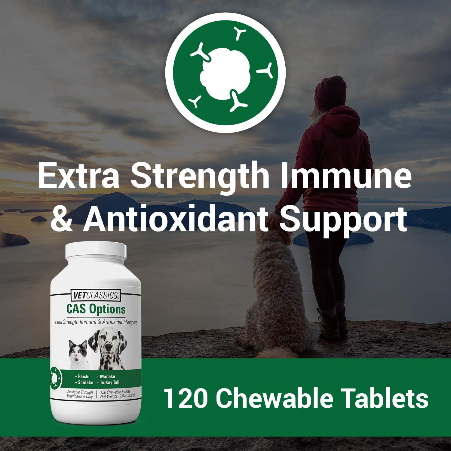 Extra Strength Immune Support Supplement for Dogs and Cats - 120 Chewable Tablets - Pet Antioxidant Care Formula