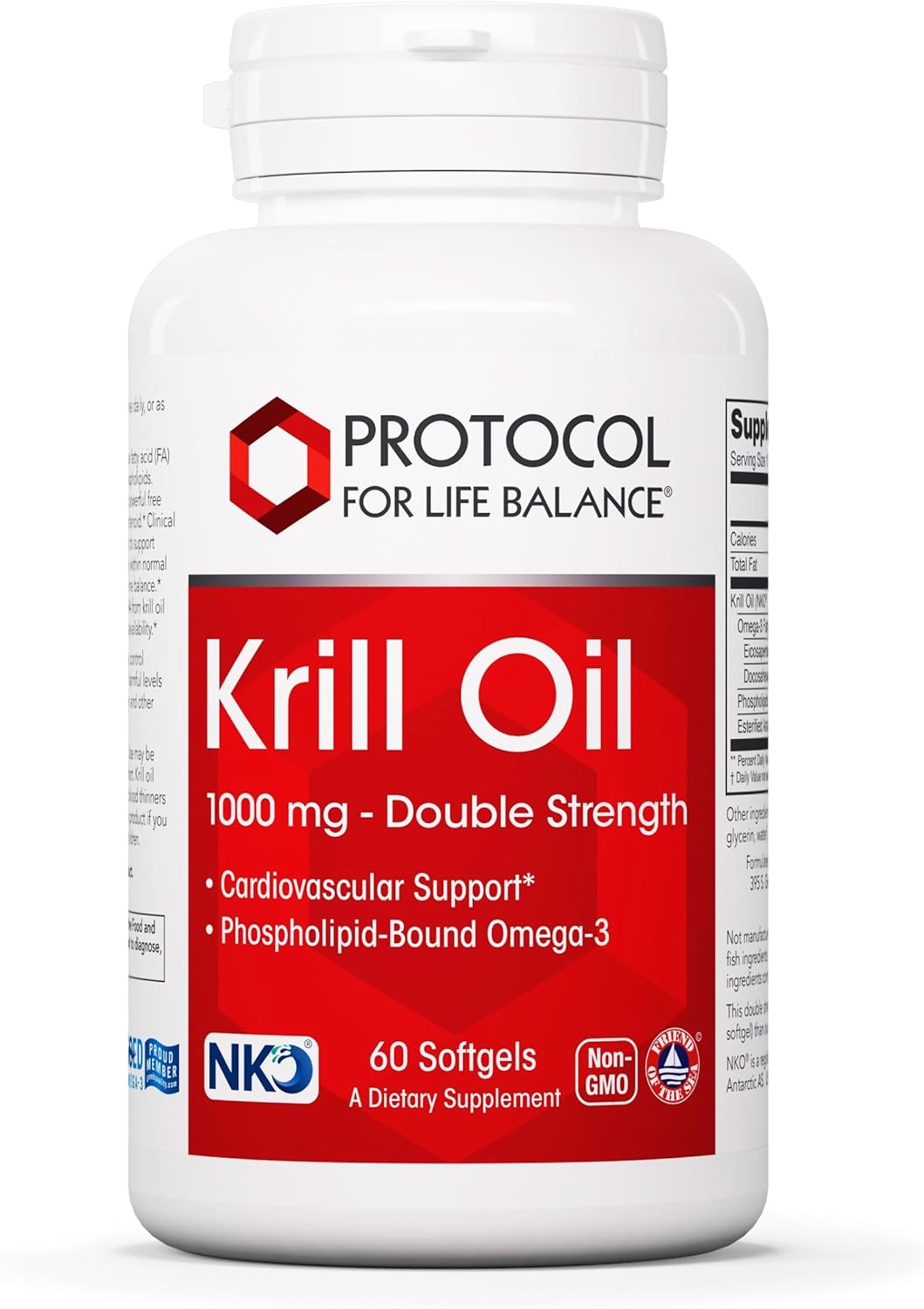 Extra Strength Krill Oil Supplement 1000mg - DHA & EPA with Astaxanthin - Supports Heart, Brain, Joints - Non-GMO & Halal - 60 Softgels by Protocol for Life Balance