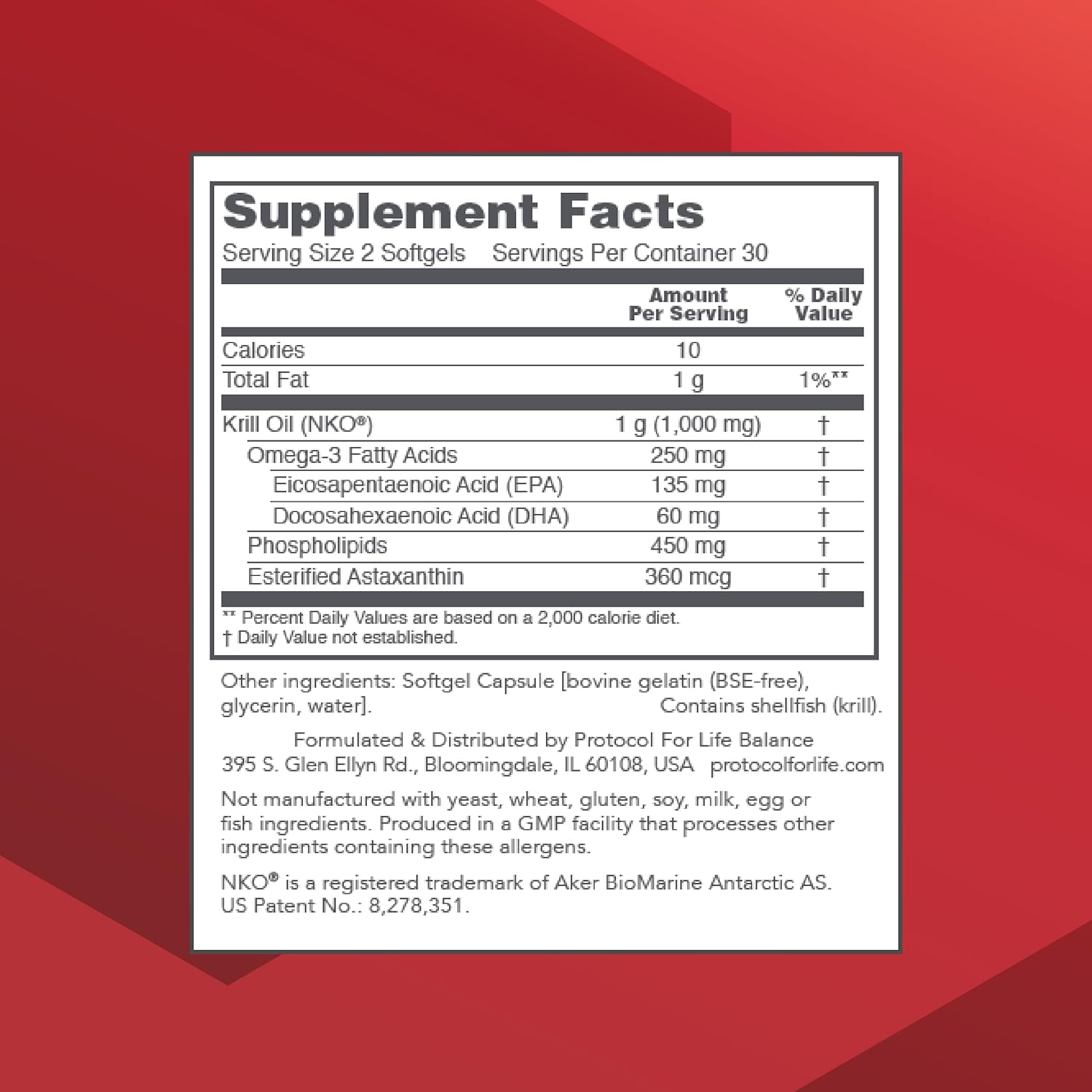 Extra Strength Krill Oil Supplement 1000mg - DHA & EPA with Astaxanthin - Supports Heart, Brain, Joints - Non-GMO & Halal - 60 Softgels by Protocol for Life Balance