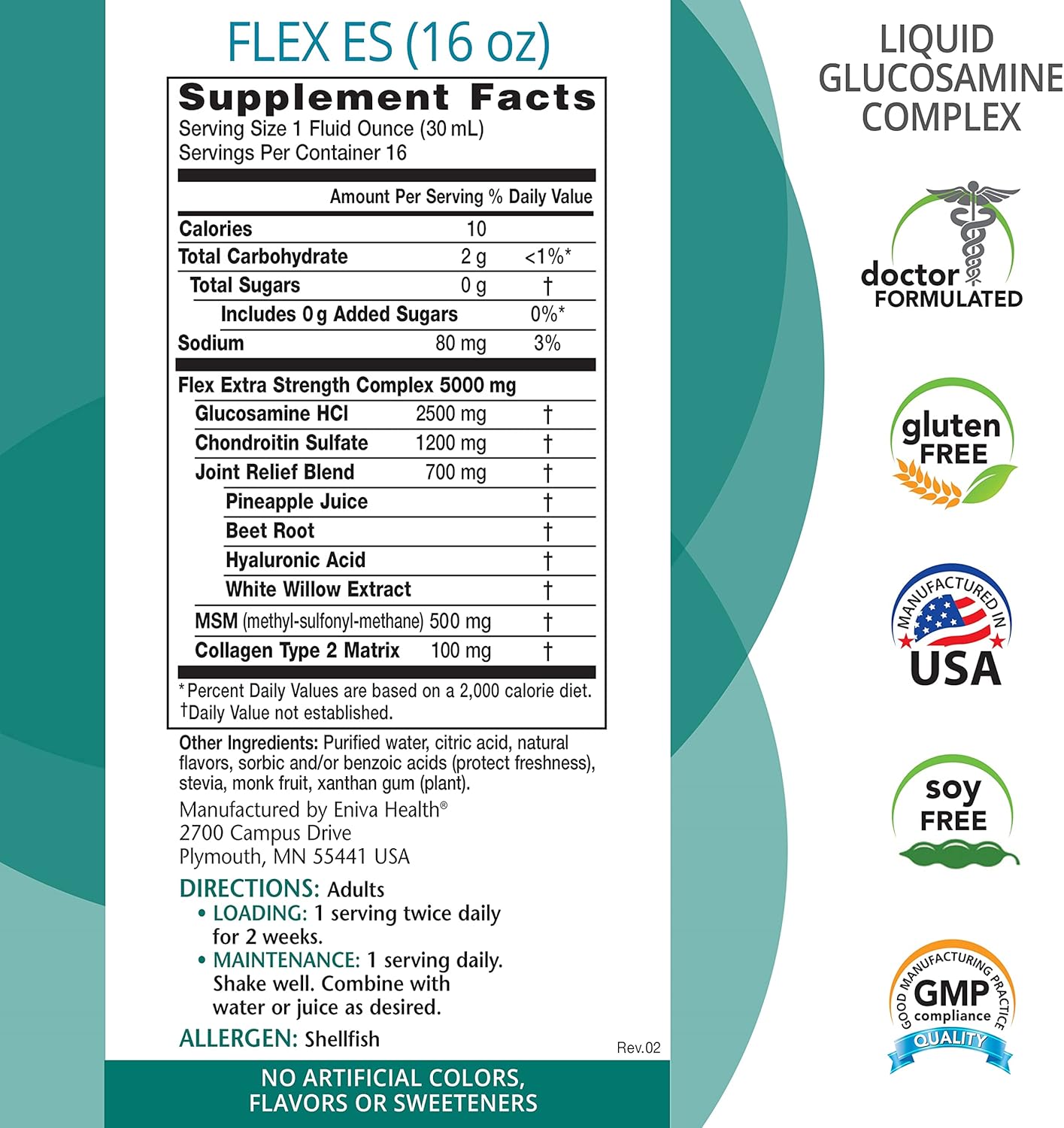 Extra Strength Liquid Glucosamine Joint Supplement with 5000mg of Glucosamine, Chondroitin, MSM, Collagen, and Hyaluronic Acid. No Sugar, Keto Friendly - 16 Servings