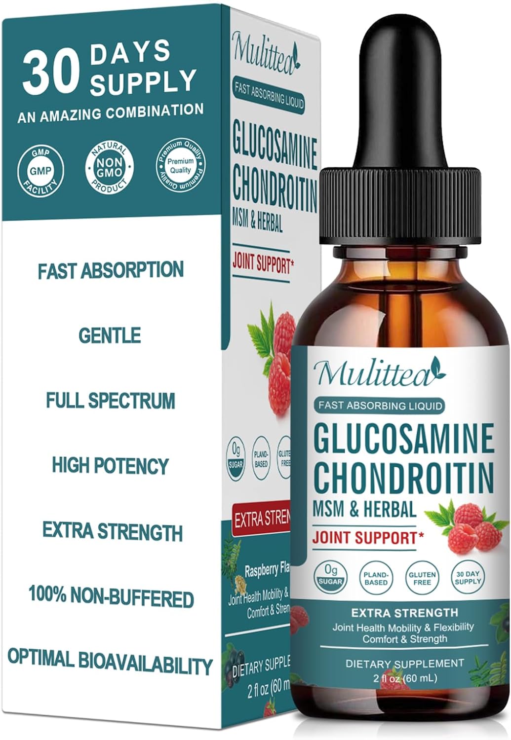 Extra Strength Liquid Joint Support Supplement with Glucosamine, Chondroitin, MSM, Elderberry, Boswelia & Hyaluronic Acid for Mobility, Flexibility & Bone Health - High Absorption - 60ml