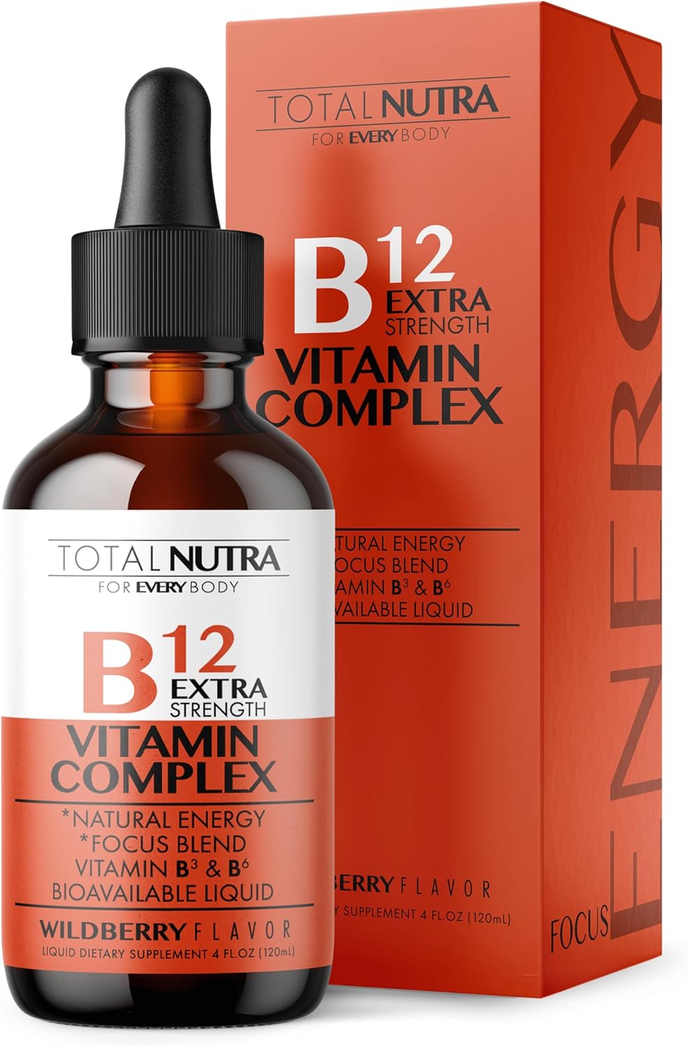 Extra Strength Liquid Vitamin B12 Drops with B6 and B3 - Vegan & Non GMO - Instant Energy Boost, Focus, Metabolism Support - Green Tea, Carnitine, Ginkgo Biloba - Alternative to B Complex Capsules