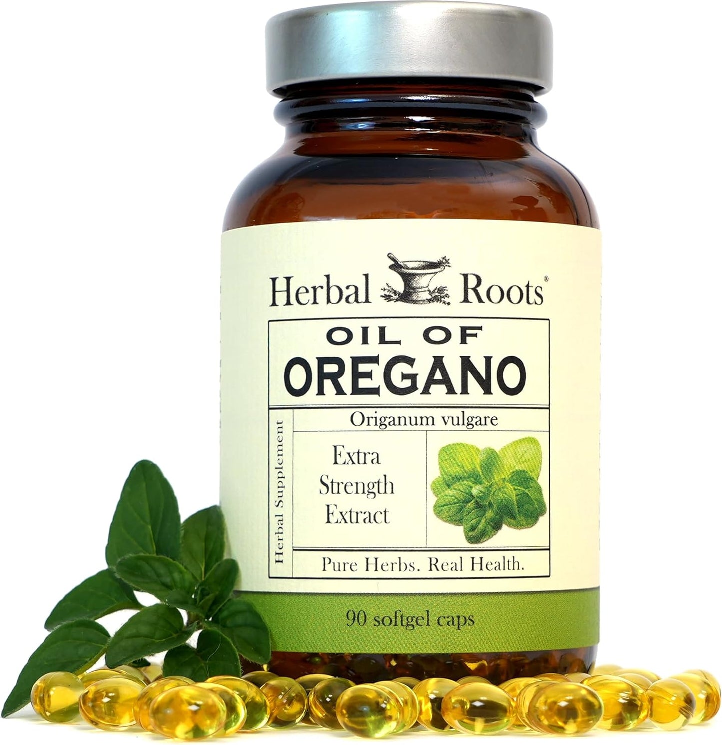 Extra Strength Mediterranean Oregano Oil Softgels - 90 Capsules - Herbal Roots Oil of Oregano - 150mg