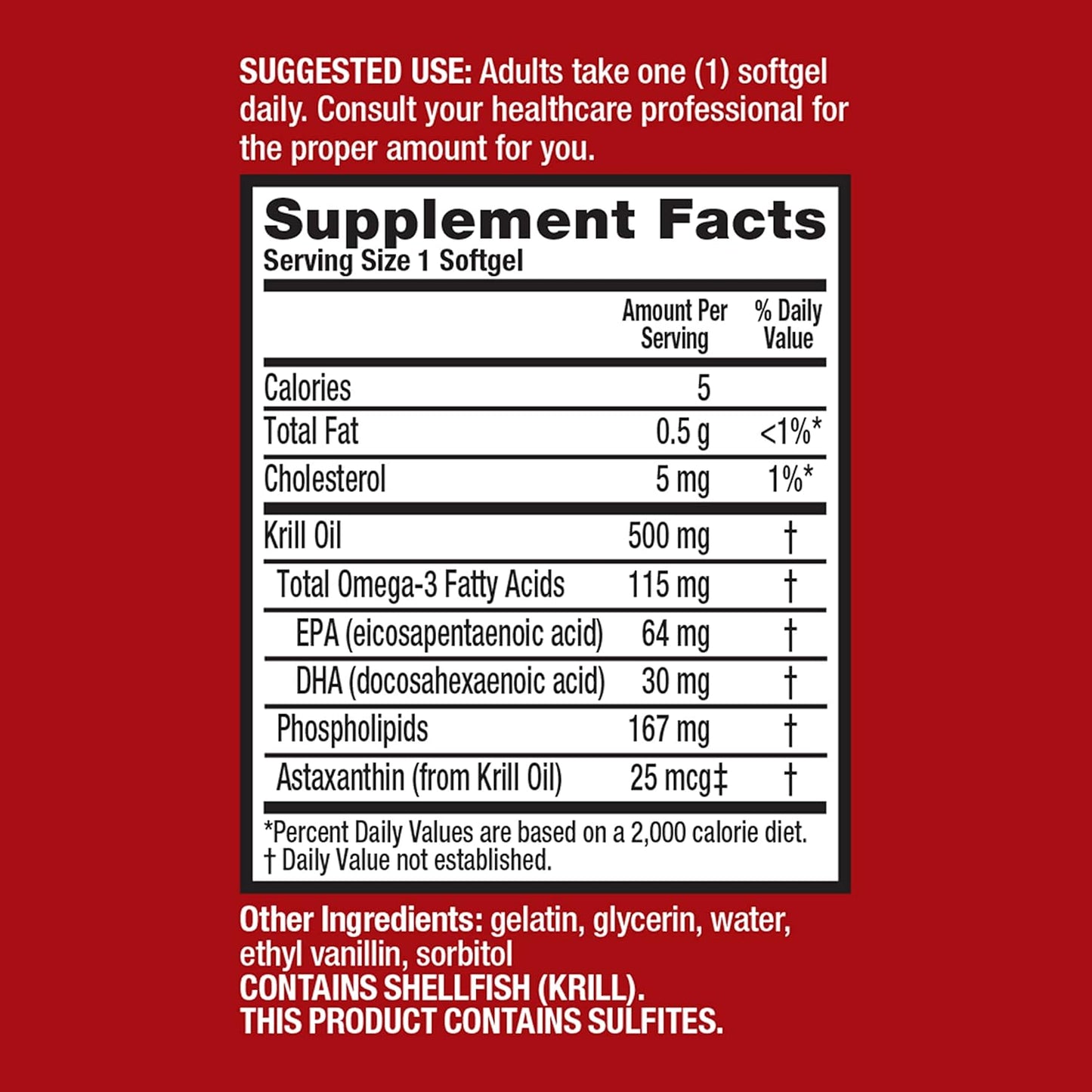 Extra Strength MegaRed Omega-3 Krill Oil Softgels (40 Count) - No Fishy Aftertaste, 500mg Omega-3