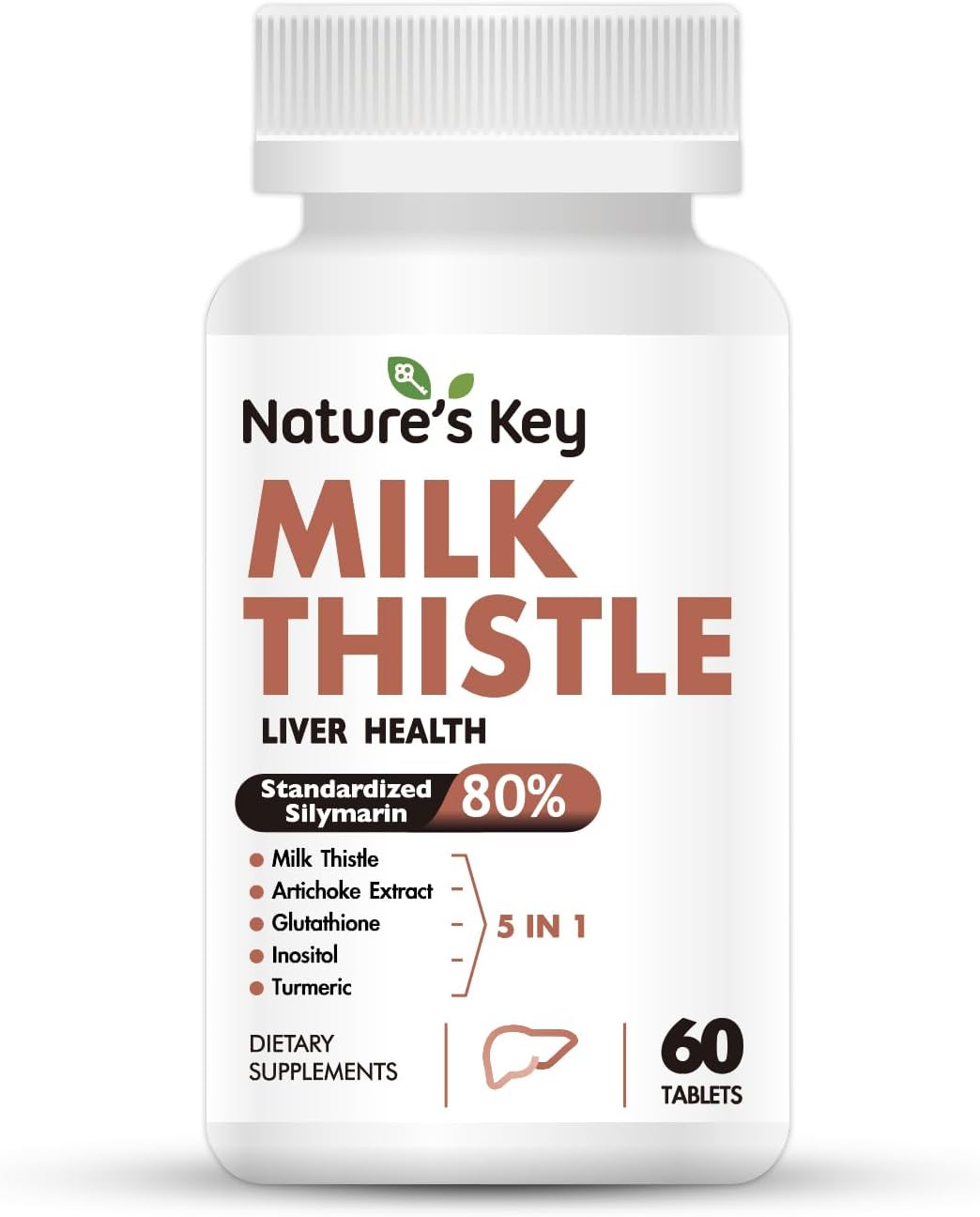 Extra Strength Milk Thistle Liver Supplement 500mg - 5-in-1 Detox & Repair Formula - 60 Tablets