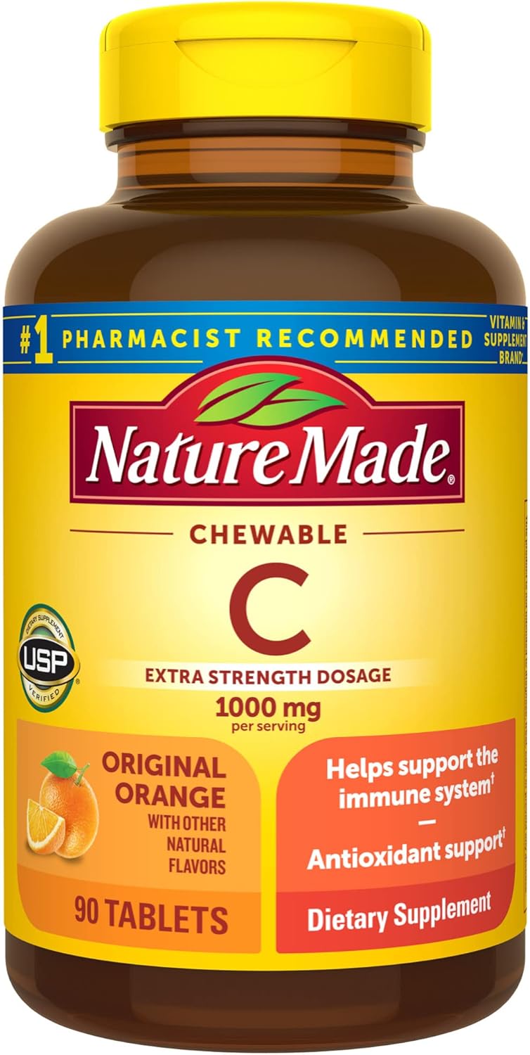 Extra Strength Nature Made Chewable Vitamin C 1000mg - 90 Tablets - Immune Support - 45 Day Supply