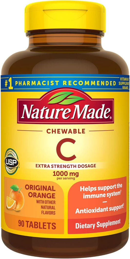 Extra Strength Nature Made Chewable Vitamin C 1000mg - 90 Tablets - Immune Support - 45 Day Supply