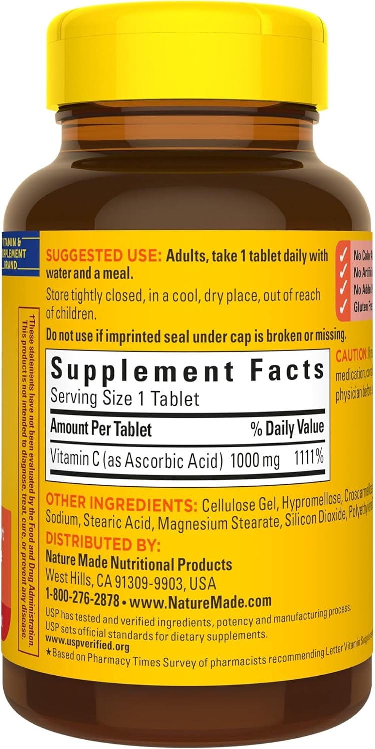 Extra Strength Nature Made Vitamin C 1000mg Tablets for Immune Support - 100 Day Supply