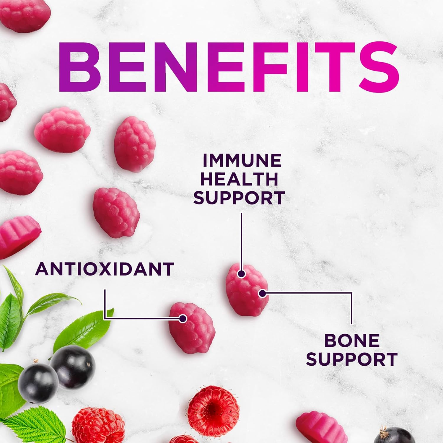 Extra Strength Nature's Nutrition Zinc Gummies - 50mg Bone, Skin & Immune Support - Antioxidant Chewable Supplement for Adults - Non-GMO, Vegan & Gluten Free - Mixed Berry Flavor - 120 Gummies