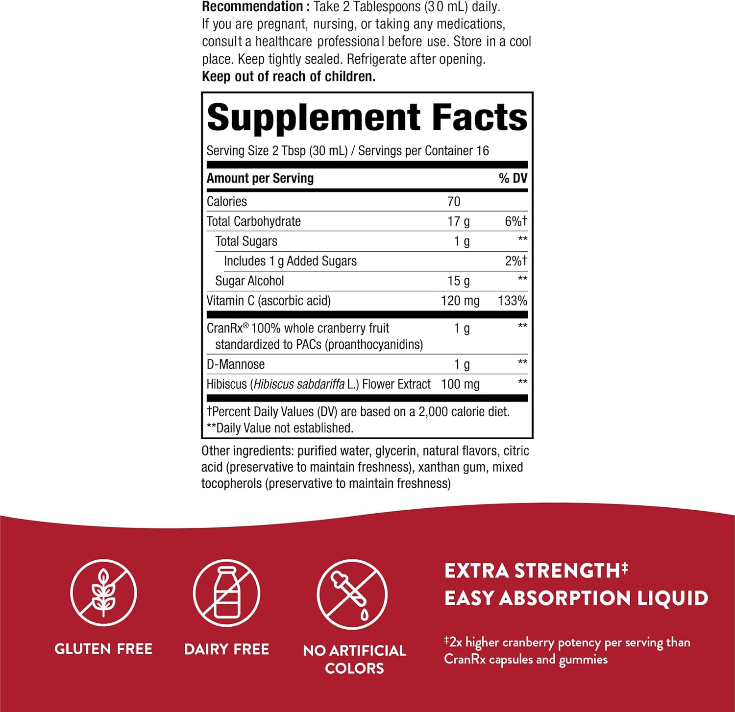 Extra Strength Nature's Way CranRx Cranberry with 1,000mg D-Mannose, Vitamin C, and Hibiscus - 16 fl. oz.