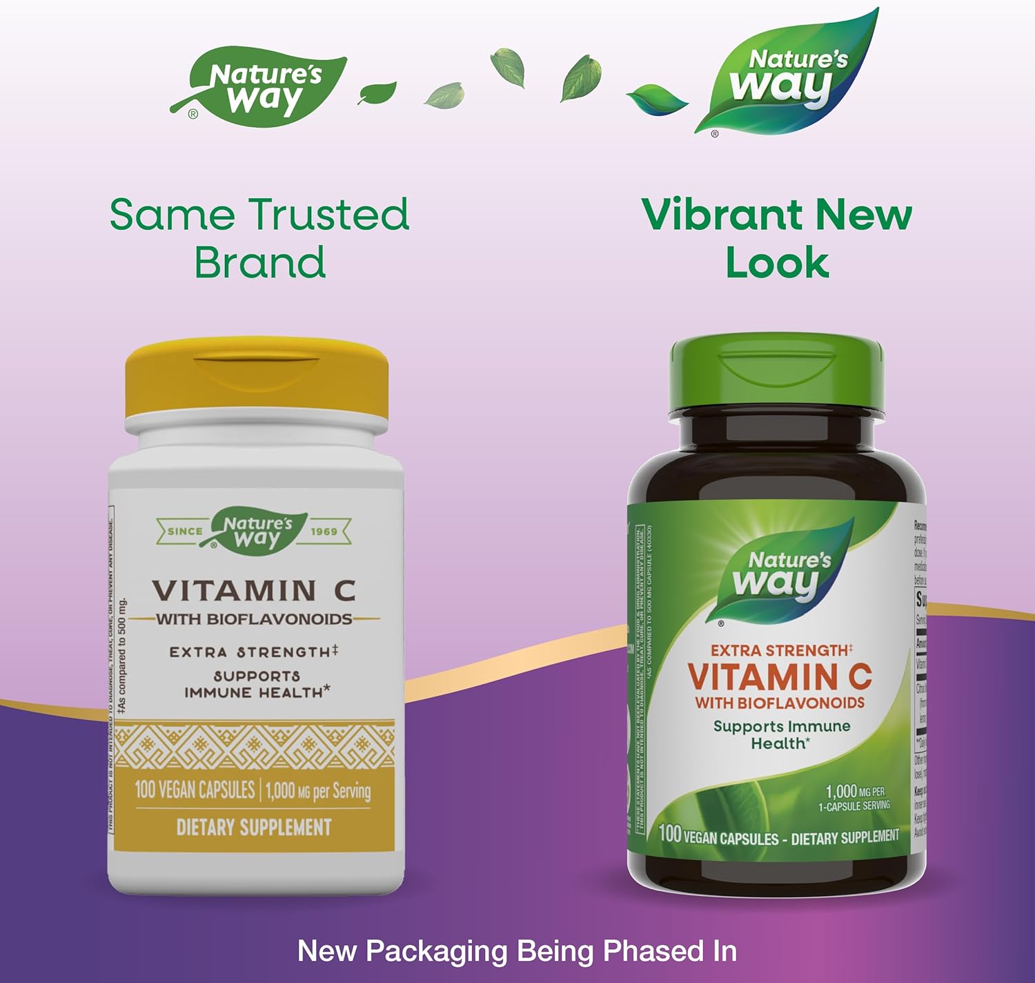 Extra Strength Nature’s Way Vitamin C with Bioflavonoids - 1g Ascorbic Acid - Immune Support - Gluten & Dairy Free - 100 Capsules (2 Pack)