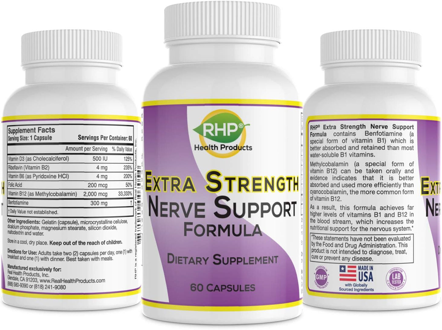 Extra Strength Nerve Support Formula for Nerve Repair and Regeneration - 60 Capsules