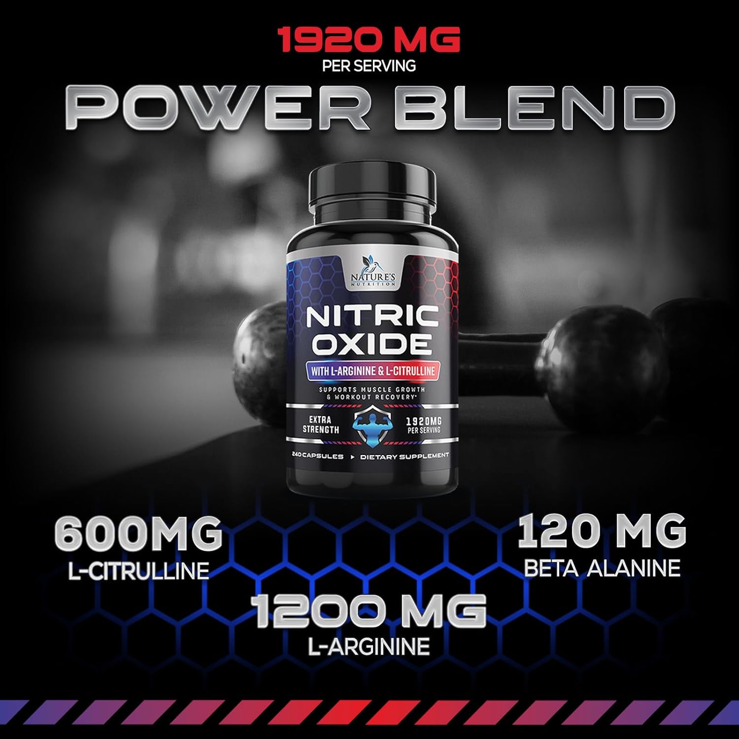 Extra Strength Nitric Oxide Booster with L-Arginine & Citrulline - 3X Strength Support for Muscle, Heart, & Energy - Non-GMO Supplement for Men and Women - 240 Capsules