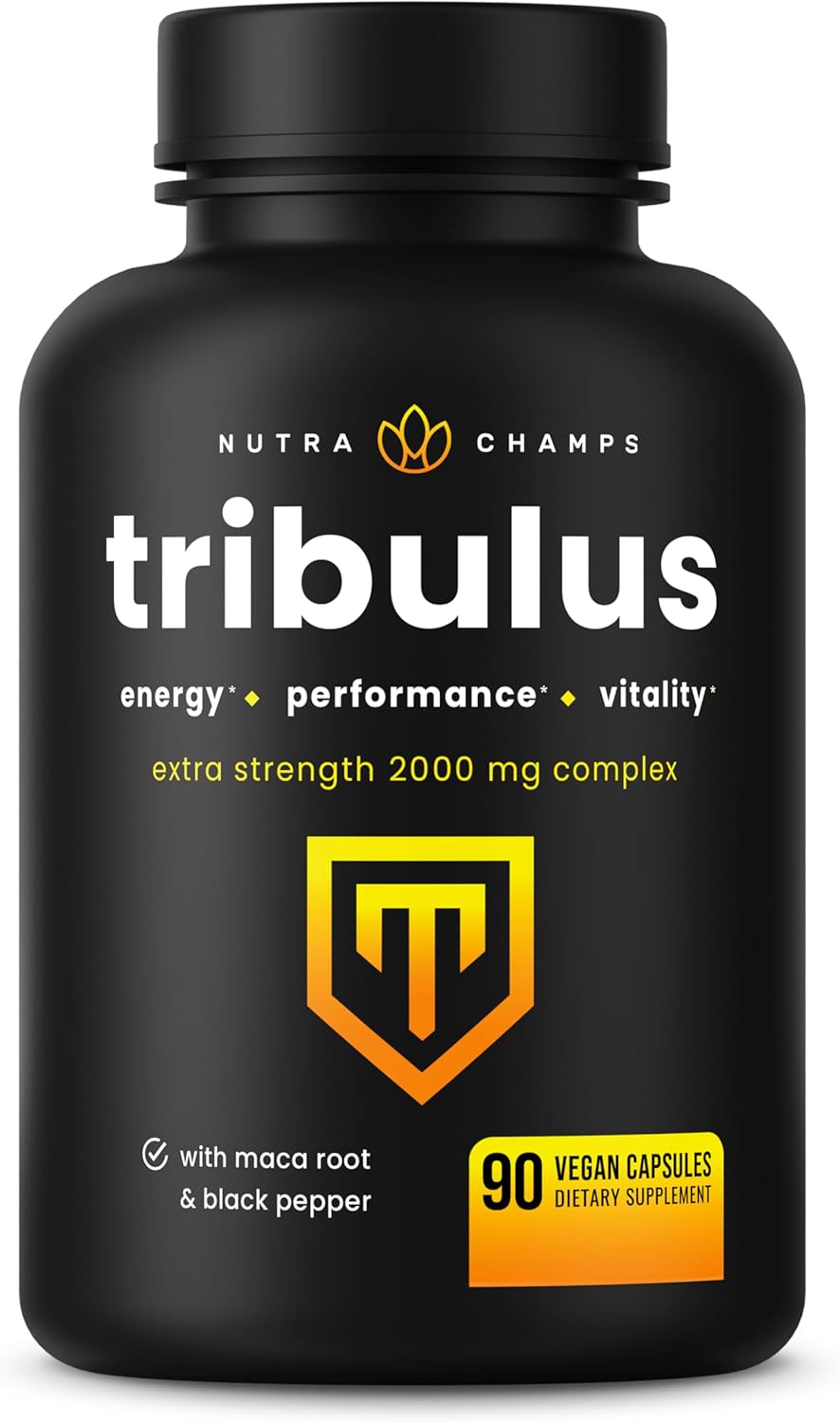 Extra Strength NutraChamps Tribulus Terrestris Supplement for Men - 2000mg Energy Booster, Vitality, Stamina & Performance Support - 90 Vegan Capsules
