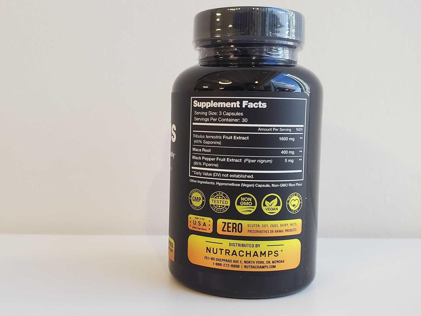 Extra Strength NutraChamps Tribulus Terrestris Supplement for Men - 2000mg Energy Booster, Vitality, Stamina & Performance Support - 90 Vegan Capsules