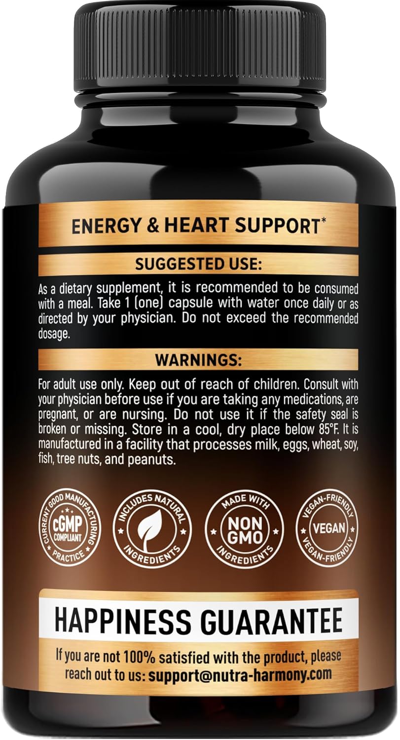 Extra Strength NUTRAHARMONY Ceylon Cinnamon Capsules for Energy, Heart & Metabolism - Pure Natural Extract Supplement - Made in USA - 60 Capsules, 2 Month Supply - GMO & Gluten Free