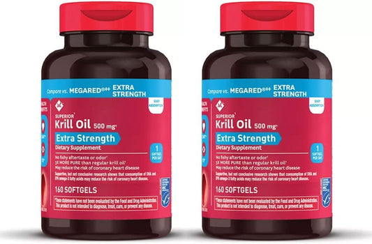 Extra Strength Omega-3 Krill Oil Softgels, 500mg - Member's Mark (2 Bottles, 320 Softgels)