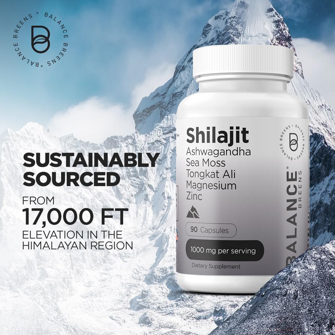Extra Strength Pure Himalayan Shilajit Capsules - 10,000mg 10:1 Extract for Energy, Stamina, Brain Support - 90 Capsules with 85+ Minerals