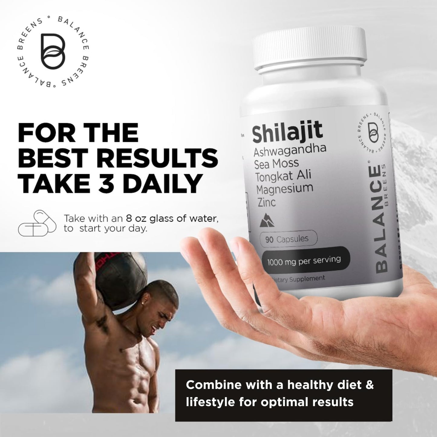 Extra Strength Pure Himalayan Shilajit Capsules - 10,000mg 10:1 Extract for Energy, Stamina, Brain Support - 90 Capsules with 85+ Minerals