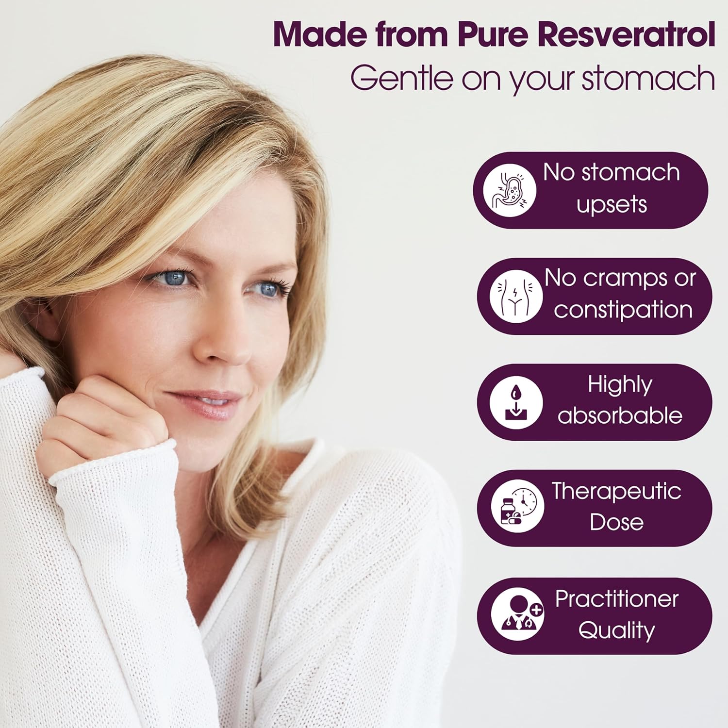 Extra Strength Pure Resveratrol Supplement - 1200mg Trans-Resveratrol - Anti Aging, Heart & Immune Support - 60 Vegan Capsules